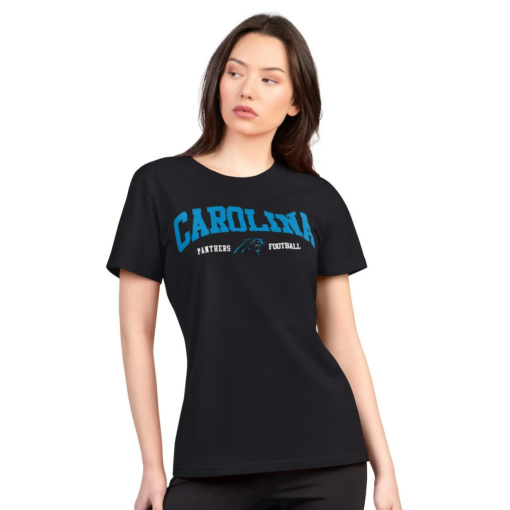 Carolina Panthers G-III 4Her by Carl Banks Women's Super-Slim Lightweight Winning Crew T-Shirt - Black T-shirts