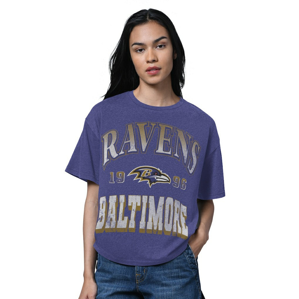 Baltimore Ravens Starter Women's Oversized Hall of Fame T-Shirt - Heather Purple T-shirts