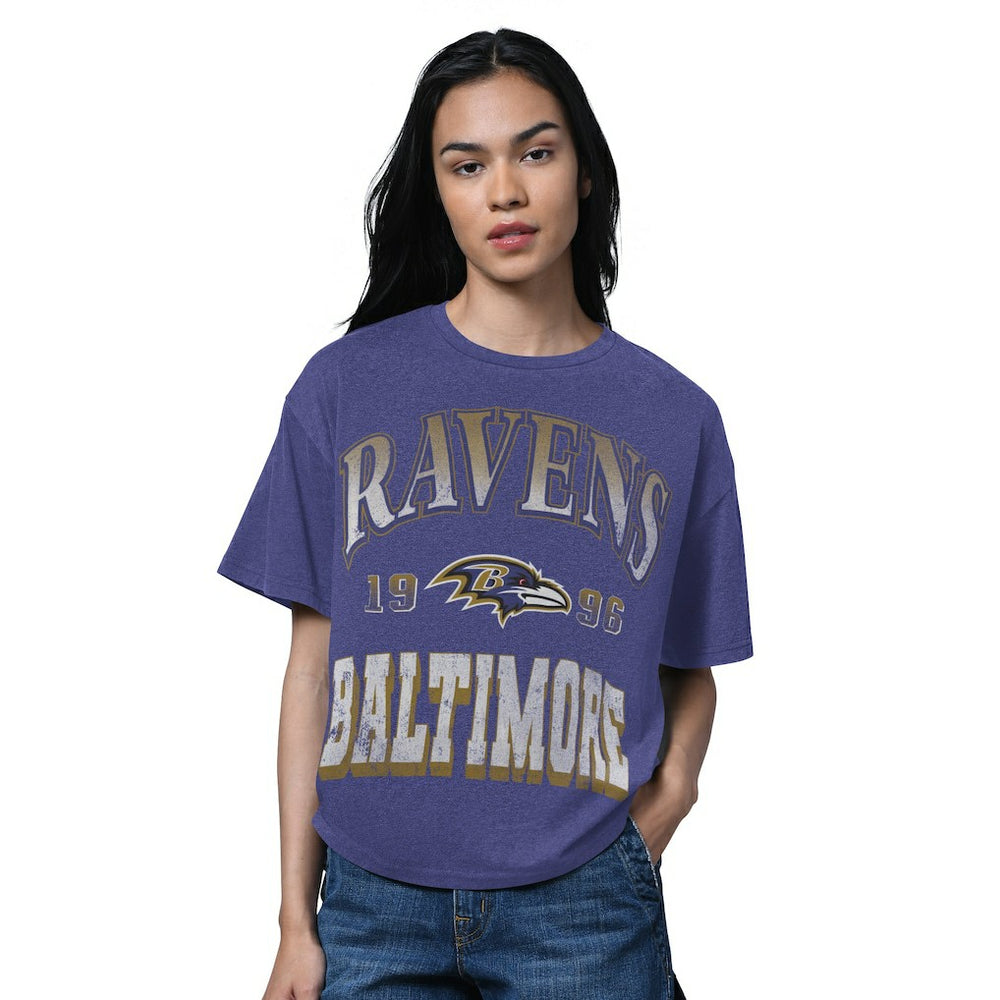 Baltimore Ravens Starter Women's Oversized Hall of Fame T-Shirt - Heather Purple T-shirts