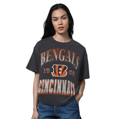 Cincinnati Bengals Starter Women's Oversized Hall of Fame T-Shirt - Heather Black T-shirts