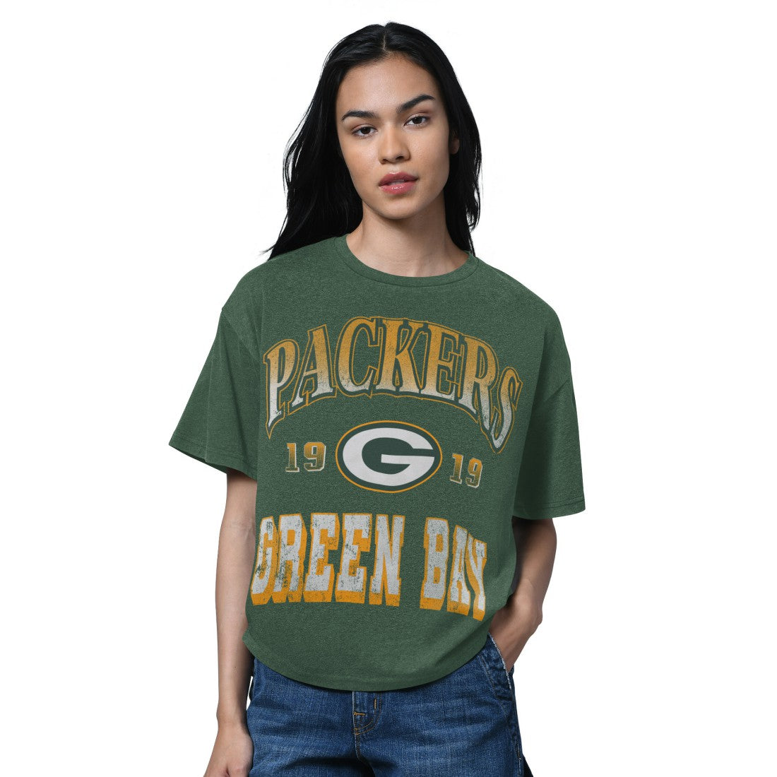 Green Bay Packers Starter Women's Oversized Hall of Fame T-Shirt - Heather Green T-shirts