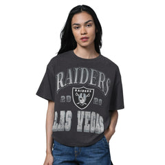 Las Vegas Raiders Starter Women's Oversized Hall of Fame T-Shirt - Heather Black T-shirts