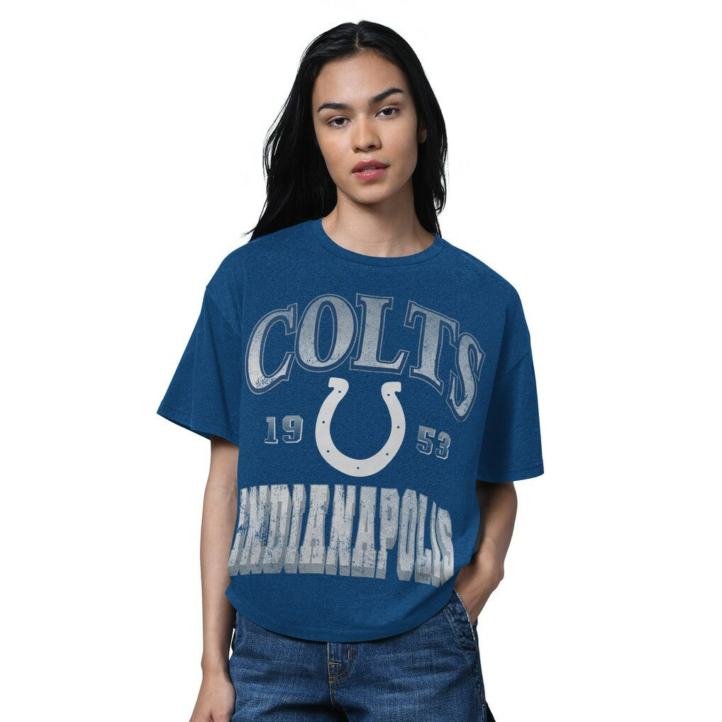 Indianapolis Colts Starter Women's Oversized Hall of Fame T-Shirt - Heather Royal T-shirts