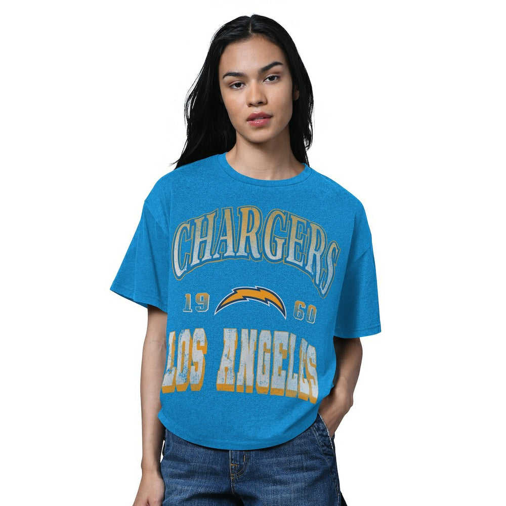 Los Angeles Chargers Starter Women's Oversized Hall of Fame T-Shirt - Heather Powder Blue T-shirts