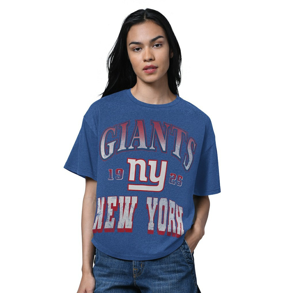 New York Giants Starter Women's Oversized Hall of Fame T-Shirt - Heather Royal T-shirts