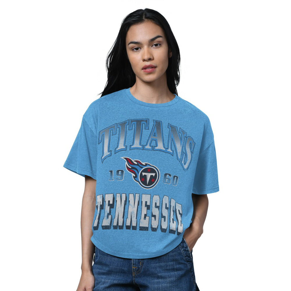 Tennessee Titans Starter Women's Oversized Hall of Fame T-Shirt - Light Blue T-shirts