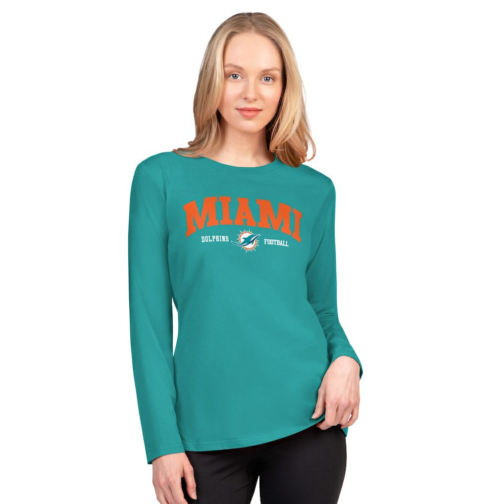 Miami Dolphins G-III 4Her by Carl Banks Women's Best Play Long Sleeve T-Shirt - Aqua T-shirts