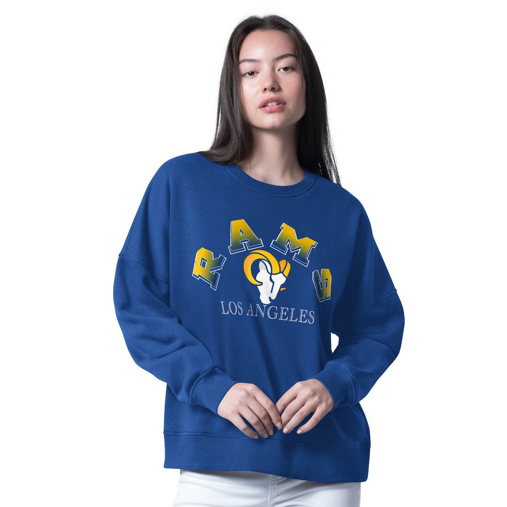 Los Angeles Rams G-III 4Her by Carl Banks Women's Oversized Feud Sweatshirt - Royal Sweatshirts