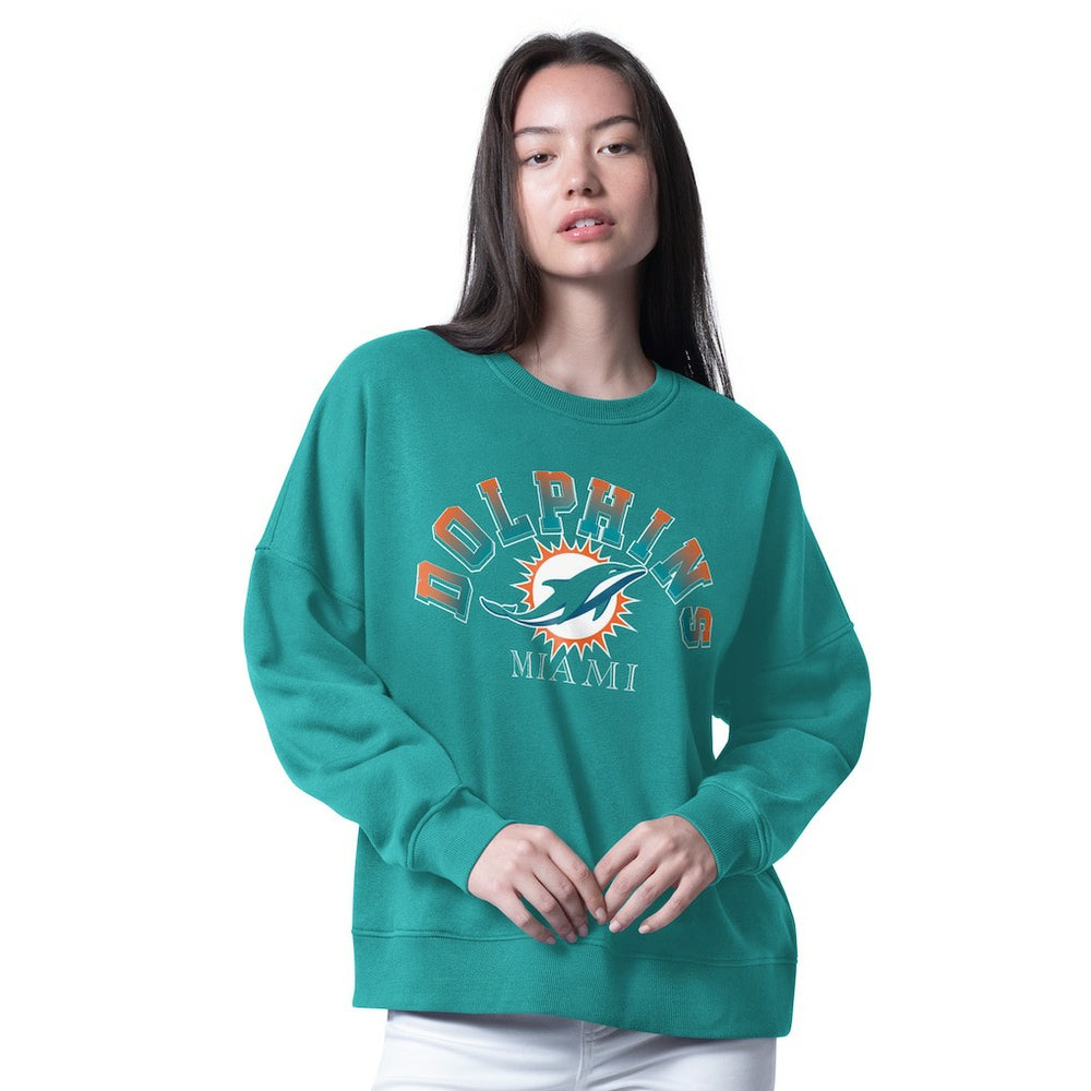 Miami Dolphins G-III 4Her by Carl Banks Women's Oversized Feud Sweatshirt - Aqua Sweatshirts