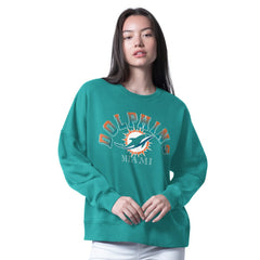 Miami Dolphins G-III 4Her by Carl Banks Women's Oversized Feud Sweatshirt - Aqua Sweatshirts