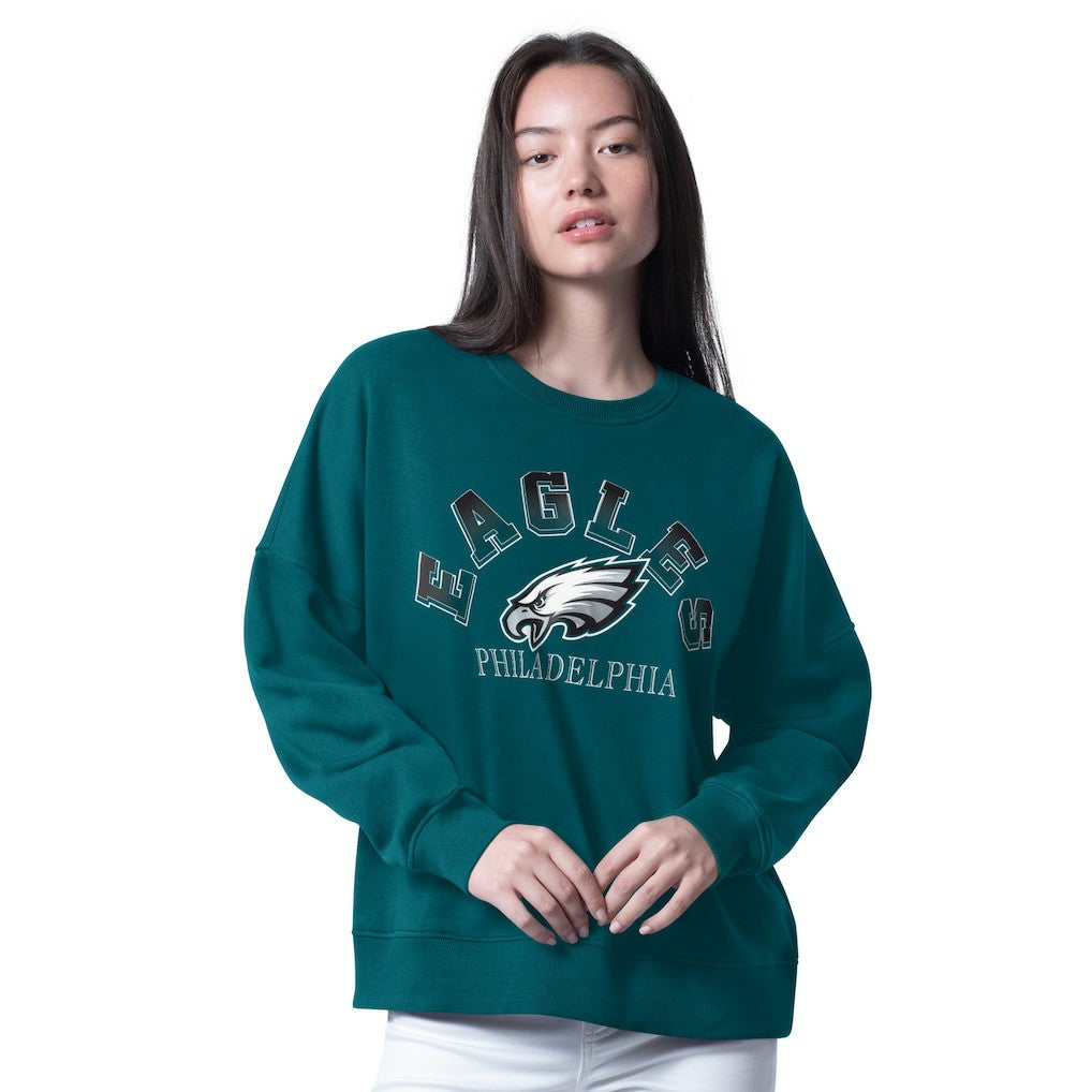 Philadelphia Eagles G-III 4Her by Carl Banks Women's Oversized Feud Sweatshirt - Midnight Green Sweatshirts