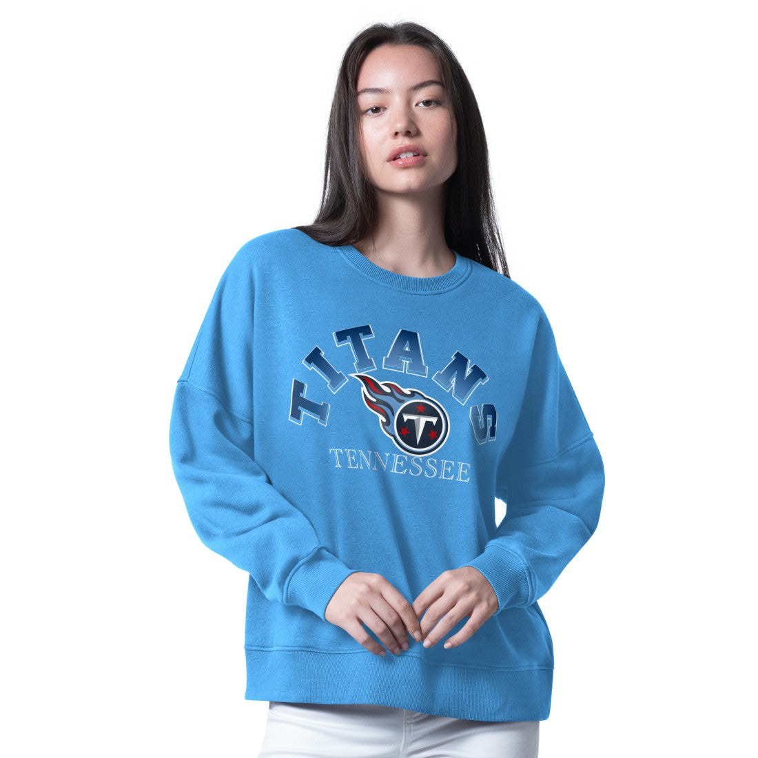 Tennessee Titans G-III 4Her by Carl Banks Women's Oversized Feud Sweatshirt - Light Blue Sweatshirts