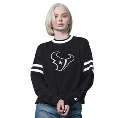 Houston Texans Starter Women's Rally Drop Shoulder Cropped Sweatshirt - Black Sweatshirts