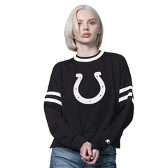 Indianapolis Colts Starter Women's Rally Drop Shoulder Cropped Sweatshirt - Black Sweatshirts