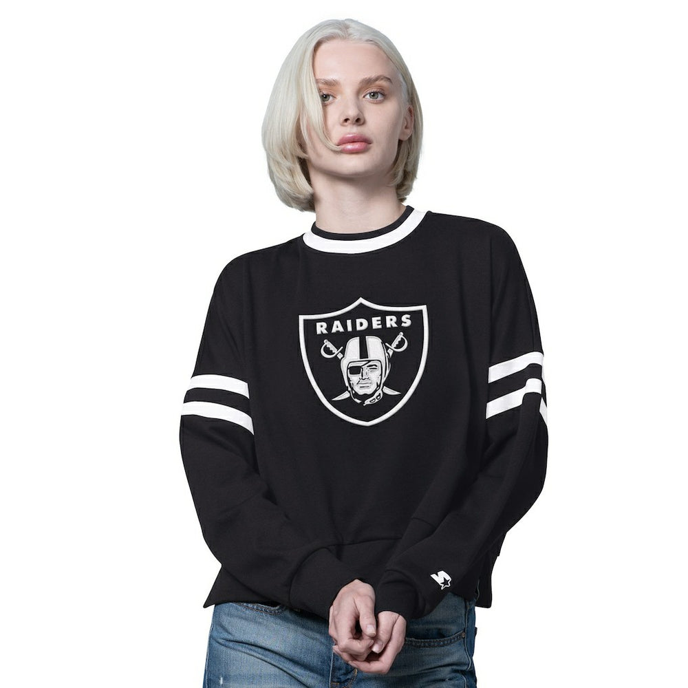 Las Vegas Raiders Starter Women's Rally Drop Shoulder Cropped Sweatshirt - Black Sweatshirts
