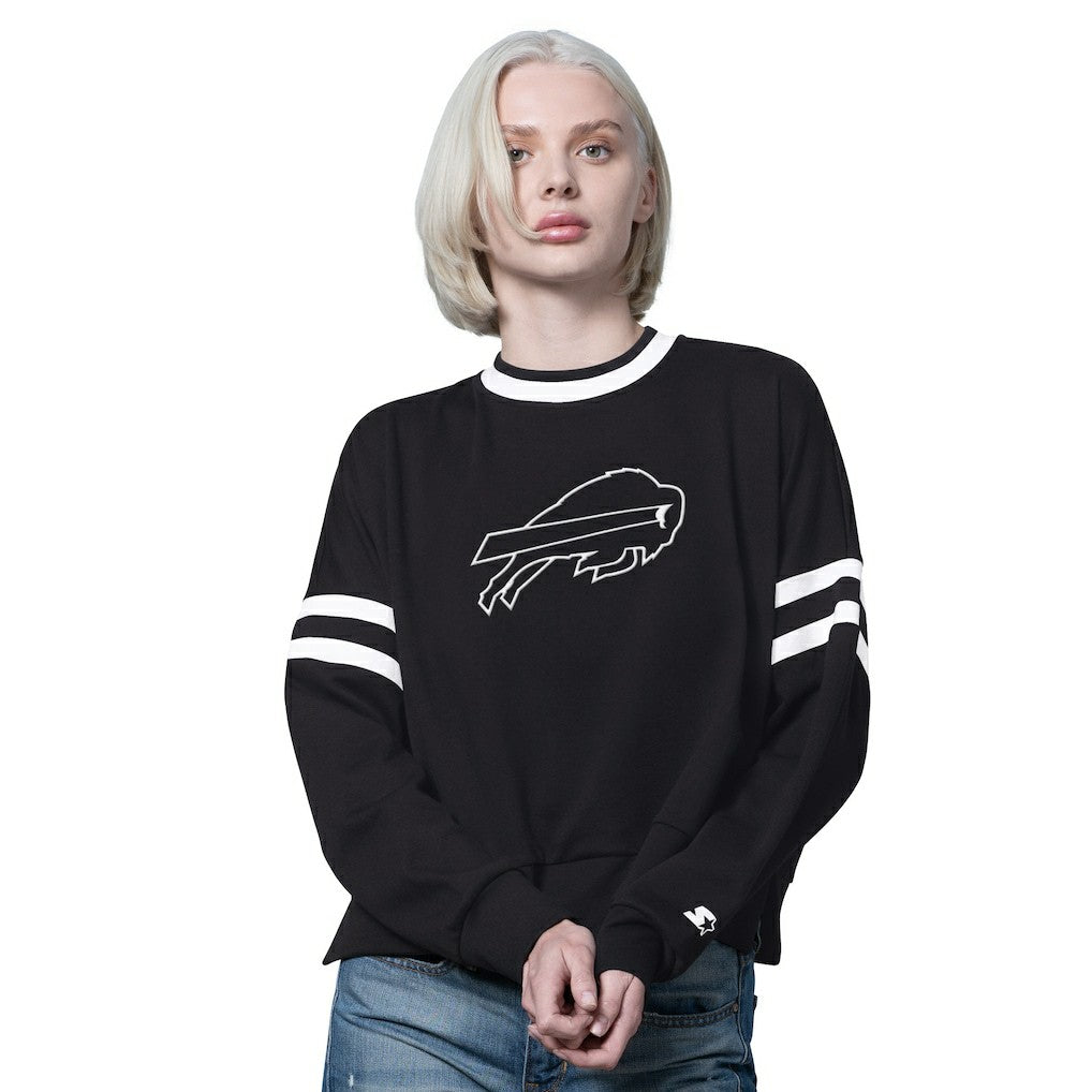 Buffalo Bills Starter Women's Rally Drop Shoulder Cropped Sweatshirt - Black Sweatshirts