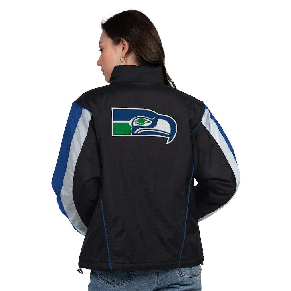 Seattle Seahawks Starter Women's Thursday Night Gridiron Half-Zip Jacket - Black/College Navy Jackets