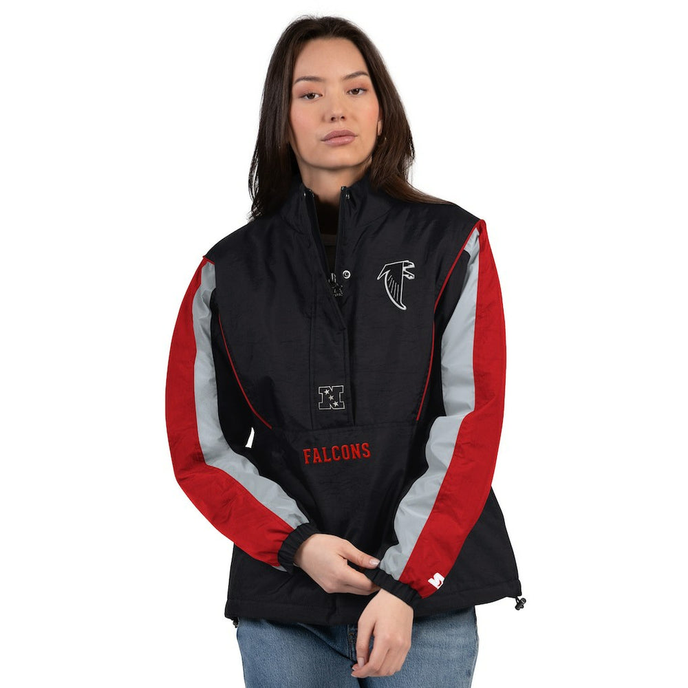 Atlanta Falcons Starter Women's Thursday Night Gridiron Half-Zip Jacket - Black/Red Jackets