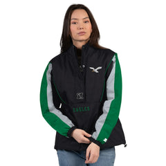 Philadelphia Eagles Starter Women's Thursday Night Gridiron Half-Zip Jacket - Black/Kelly Green Jackets