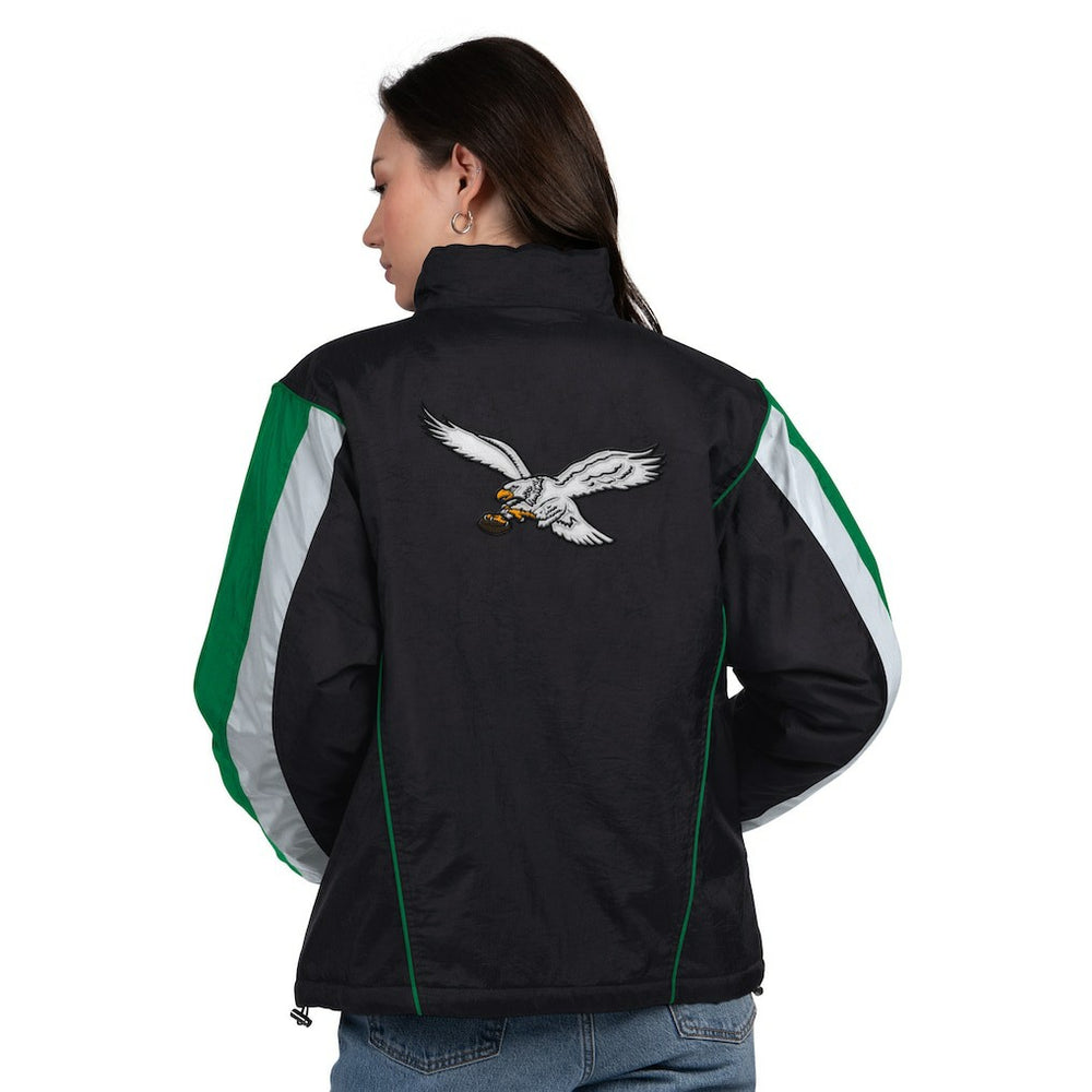 Philadelphia Eagles Starter Women's Thursday Night Gridiron Half-Zip Jacket - Black/Kelly Green Jackets