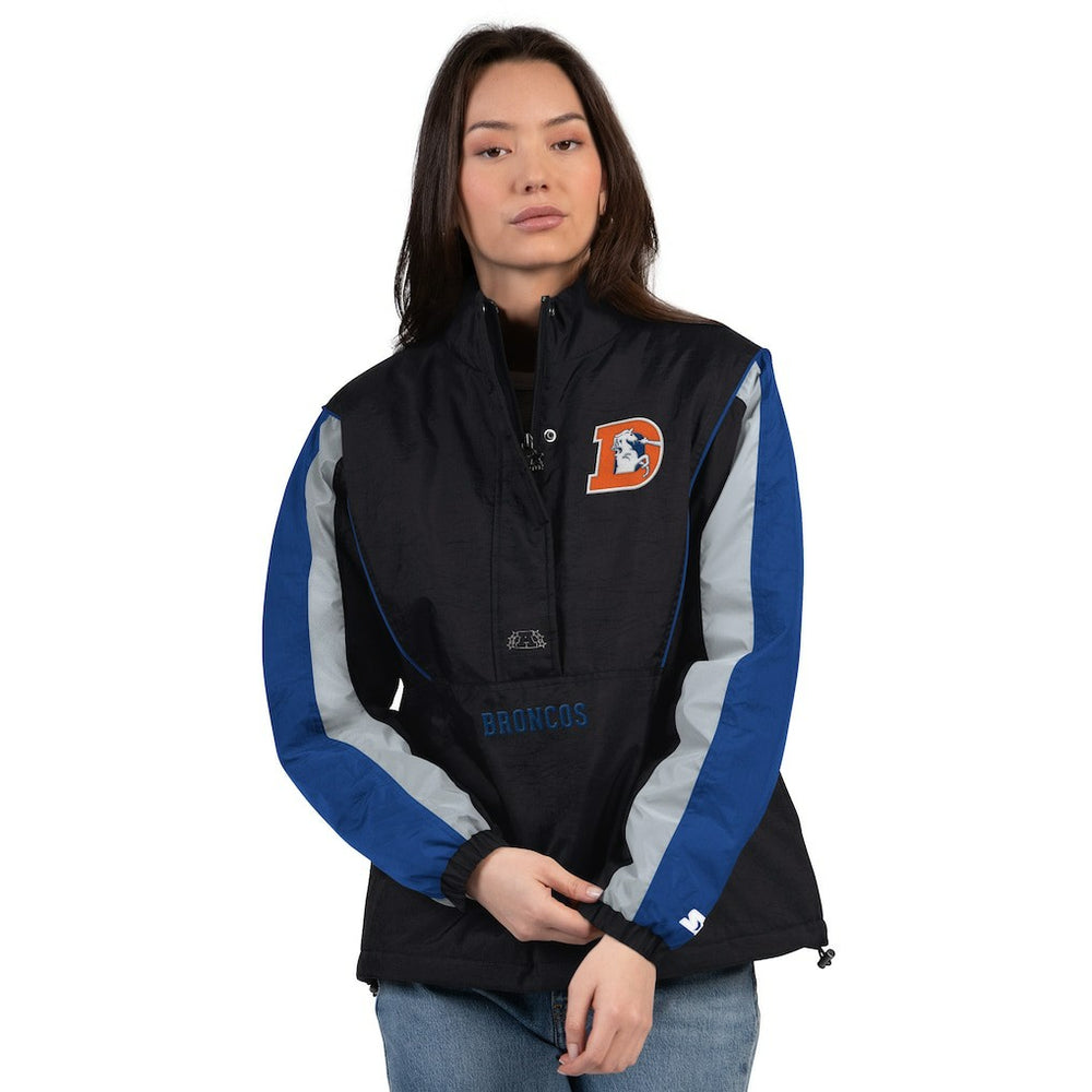Denver Broncos Starter Women's Thursday Night Gridiron Half-Zip Jacket - Black/Navy Jackets