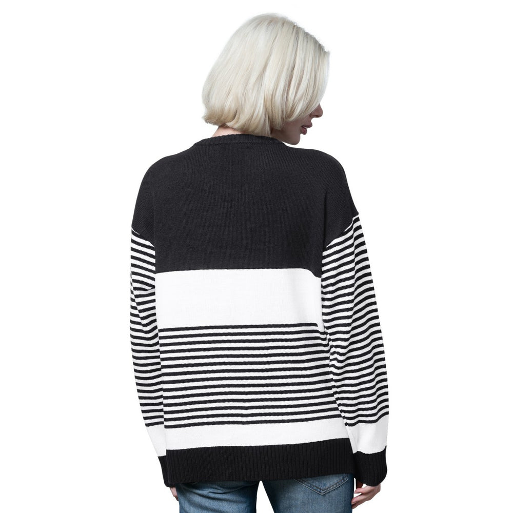 Green Bay Packers Starter Women's No Huddle Striped V-Neck Sweater - Black