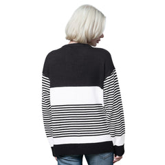 Baltimore Ravens Starter Women's No Huddle Striped V-Neck Sweater - Black