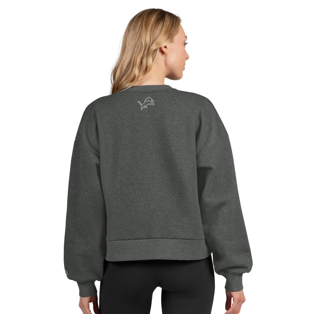 Detroit Lions Starter Women's Show Up Cropped Fleece Pullover Sweatshirt - Heather Gray Pullover
