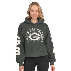 Green Bay Packers Starter Women's Star Player Cropped Fleece Pullover Hoodie - Heather Charcoal Hoodies