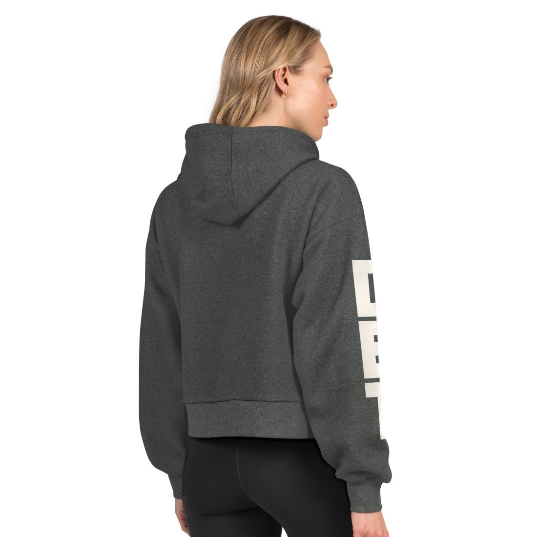Detroit Lions Starter Women's Star Player Cropped Fleece Pullover Hoodie - Heather Charcoal Hoodies