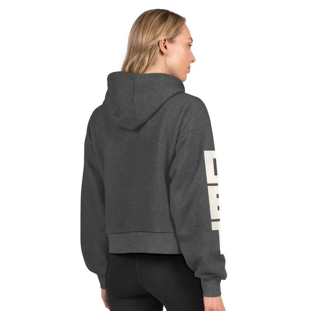 Detroit Lions Starter Women's Star Player Cropped Fleece Pullover Hoodie - Heather Charcoal Hoodies