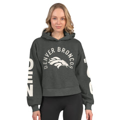 Denver Broncos Starter Women's Star Player Cropped Fleece Pullover Hoodie - Heather Charcoal Hoodies