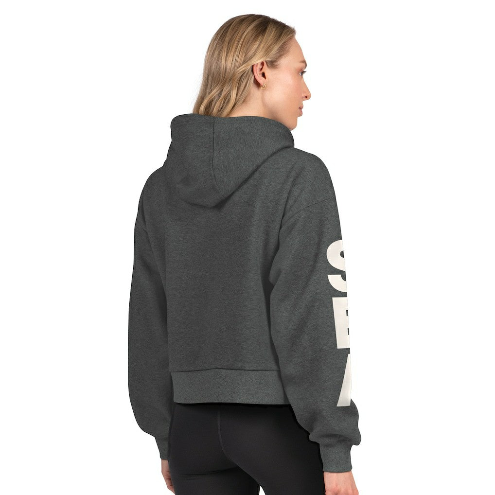 Seattle Seahawks Starter Women's Star Player Cropped Fleece Pullover Hoodie - Heather Charcoal Hoodies