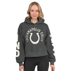 Indianapolis Colts Starter Women's Star Player Cropped Fleece Pullover Hoodie - Heather Charcoal Hoodies
