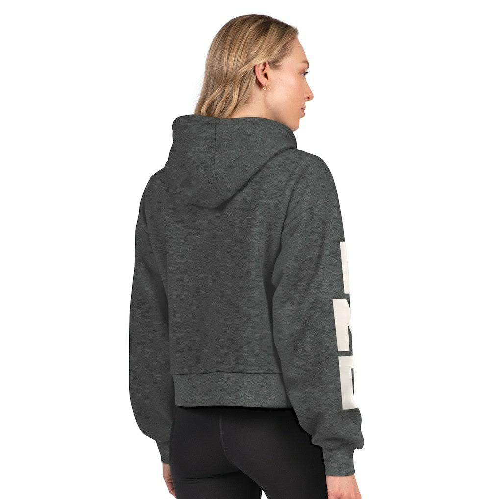 Indianapolis Colts Starter Women's Star Player Cropped Fleece Pullover Hoodie - Heather Charcoal Hoodies
