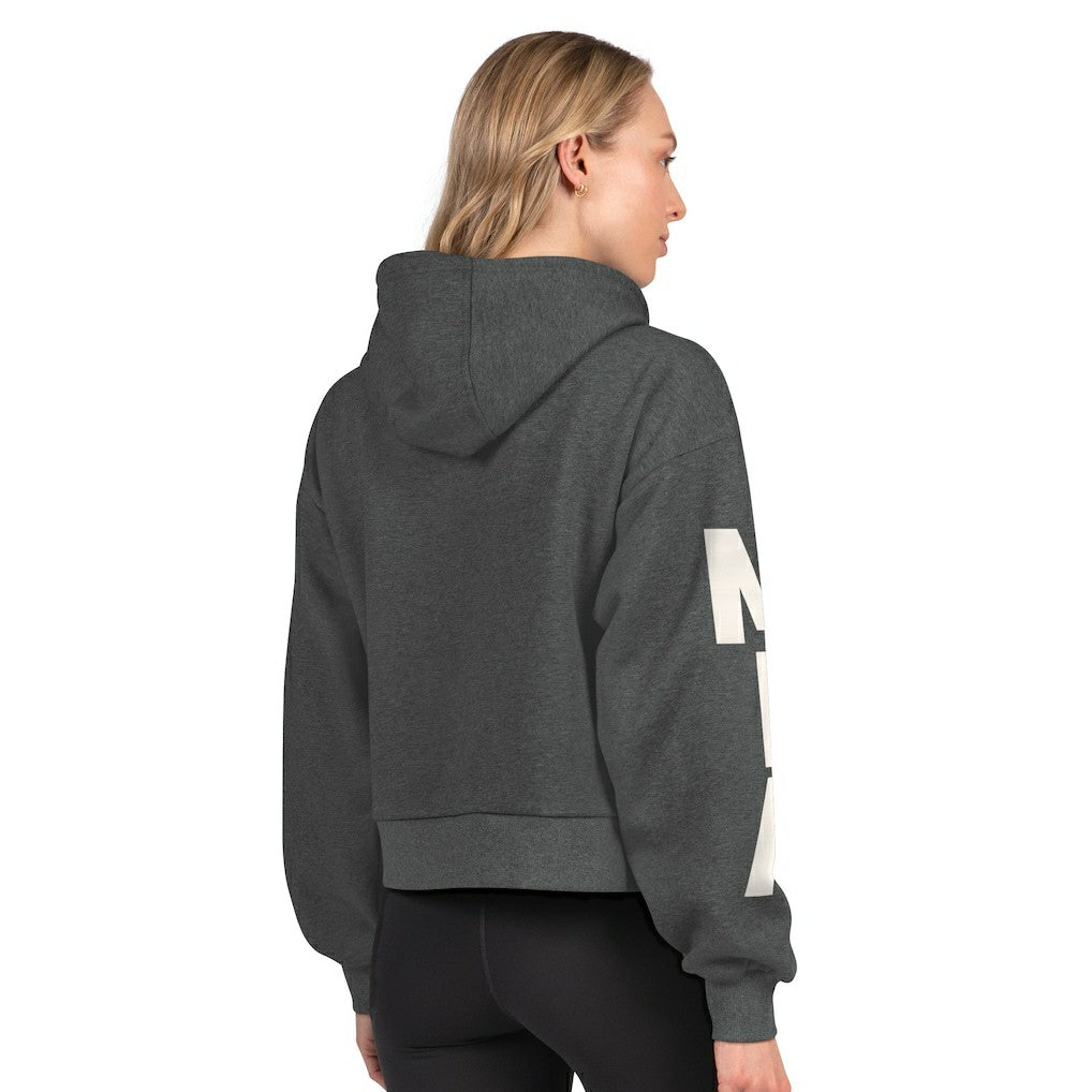 Miami Dolphins Starter Women's Star Player Cropped Fleece Pullover Hoodie - Heather Charcoal Hoodies