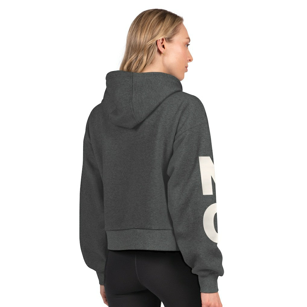 New Orleans Saints Starter Women's Star Player Cropped Fleece Pullover Hoodie - Heather Charcoal Hoodies