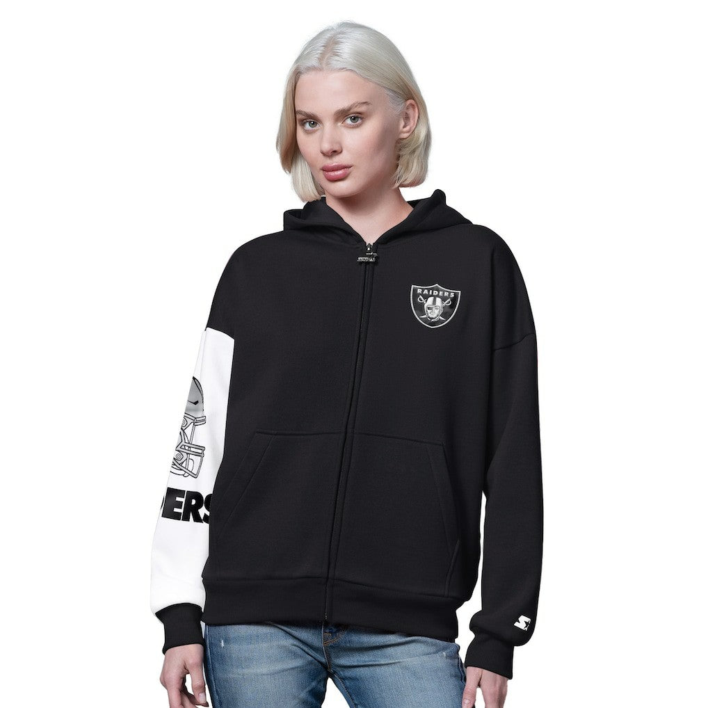 Las Vegas Raiders Starter Women's 4th Down Full-Zip Hoodie - Black Hoodies