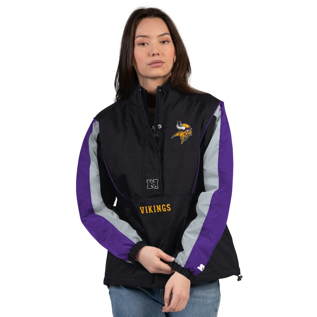 Minnesota Vikings Starter Women's Thursday Night Gridiron Half-Zip Jacket - Black/Purple Jackets