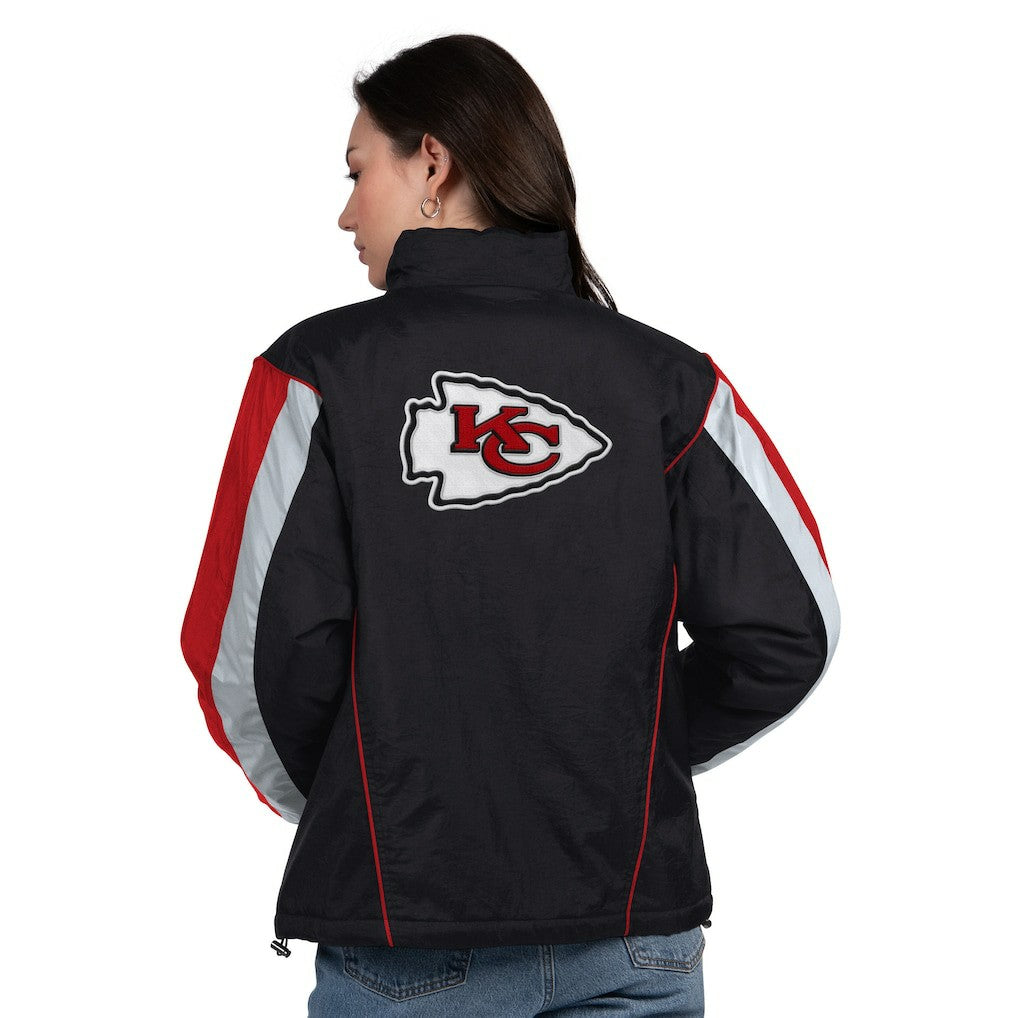 Kansas City Chiefs Starter Women's Thursday Night Gridiron Half-Zip Jacket - Black/Red Jackets