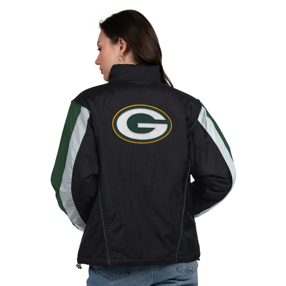 Green Bay Packers Starter Women's Thursday Night Gridiron Half-Zip Jacket - Black/Green Jackets
