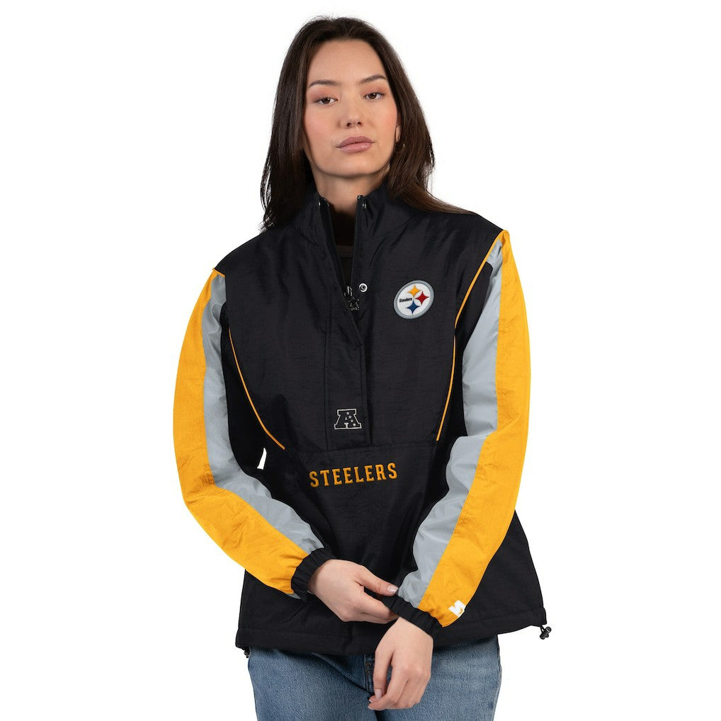 Pittsburgh Steelers Starter Women's Thursday Night Gridiron Half-Zip Jacket - Black/Gold Jackets