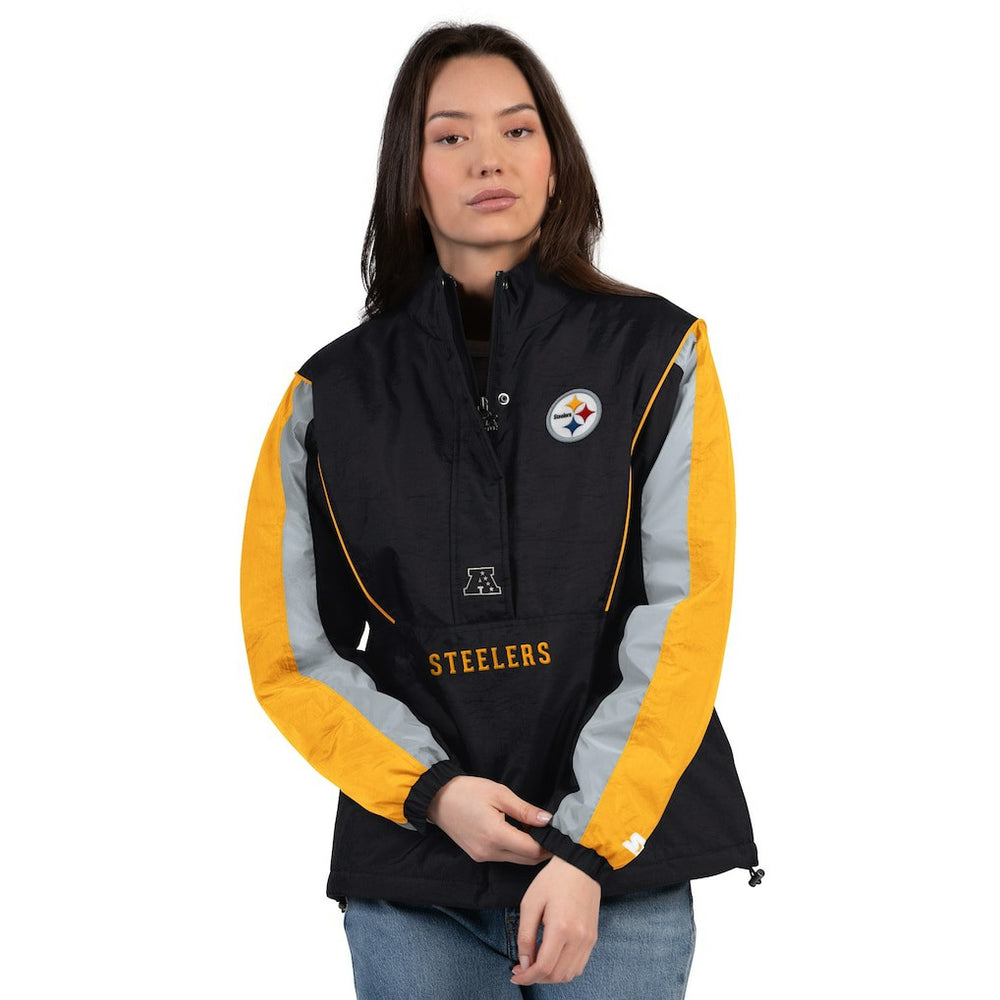 Pittsburgh Steelers Starter Women's Thursday Night Gridiron Half-Zip Jacket - Black/Gold Jackets
