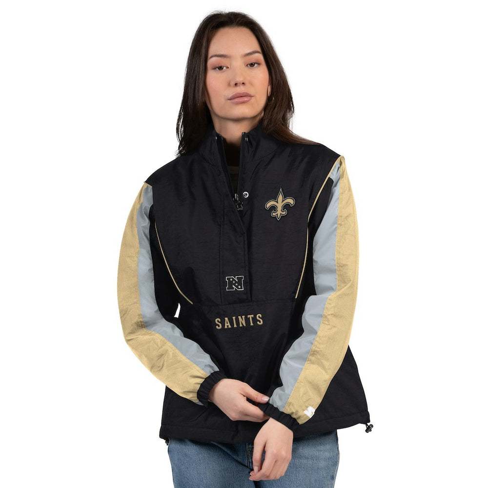 New Orleans Saints Starter Women's Thursday Night Gridiron Half-Zip Jacket - Black/Gold Jackets
