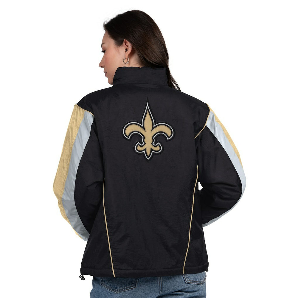 New Orleans Saints Starter Women's Thursday Night Gridiron Half-Zip Jacket - Black/Gold Jackets