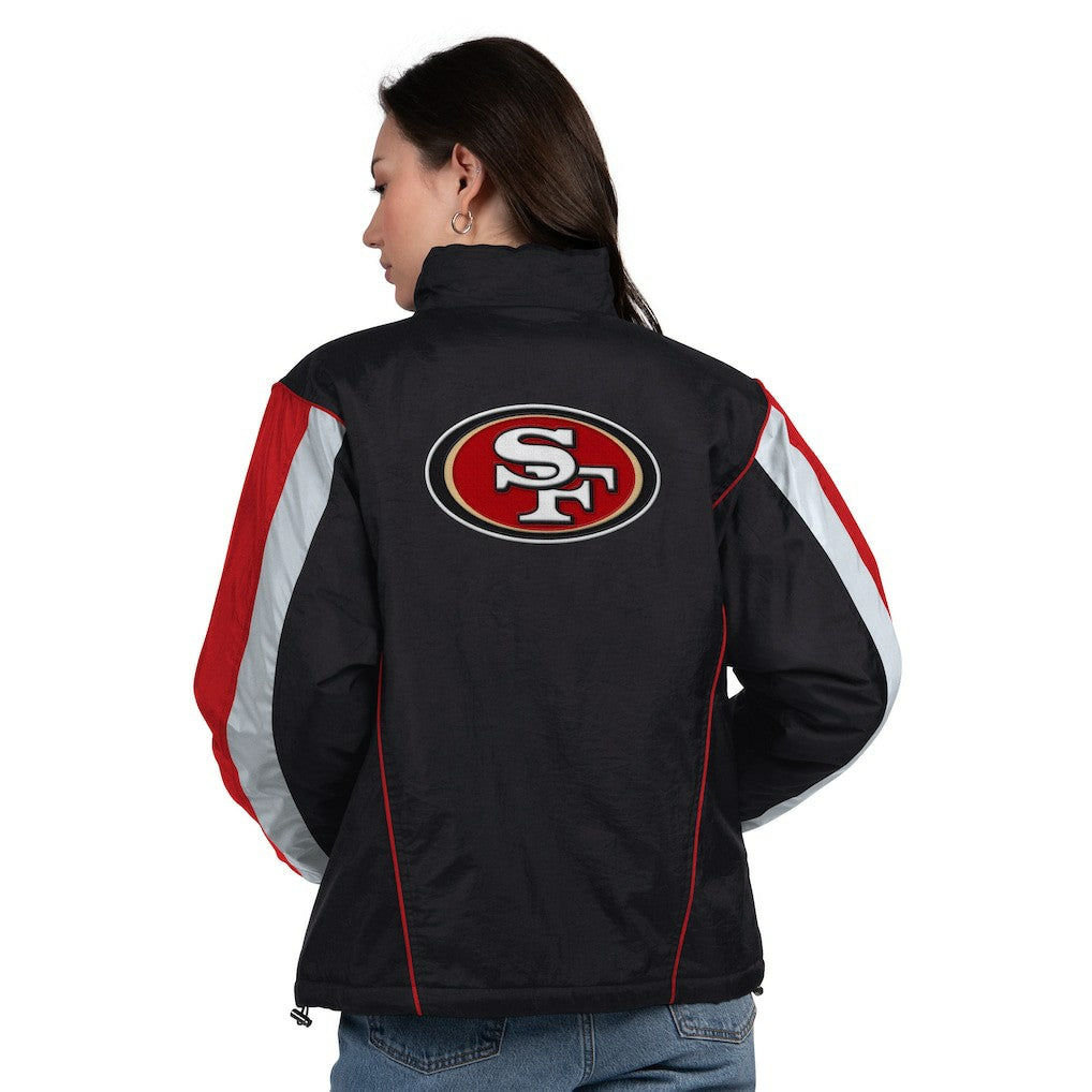 San Francisco 49ers Starter Women's Thursday Night Gridiron Half-Zip Jacket - Black/Scarlet Jackets