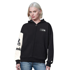 Seattle Seahawks Starter Women's 4th Down Full-Zip Hoodie - Black Hoodies