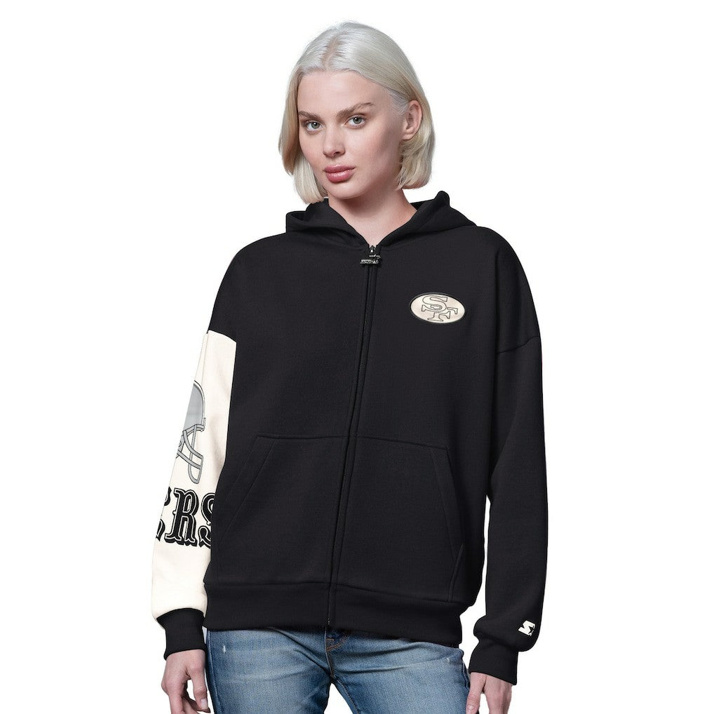 San Francisco 49ers Starter Women's 4th Down Full-Zip Hoodie - Black Hoodies