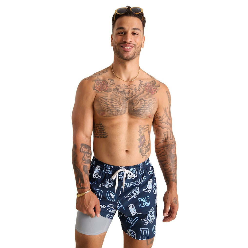Dallas Cowboys Chubbies The Neon 5.5" Classic Lined Swim Trunks - Navy