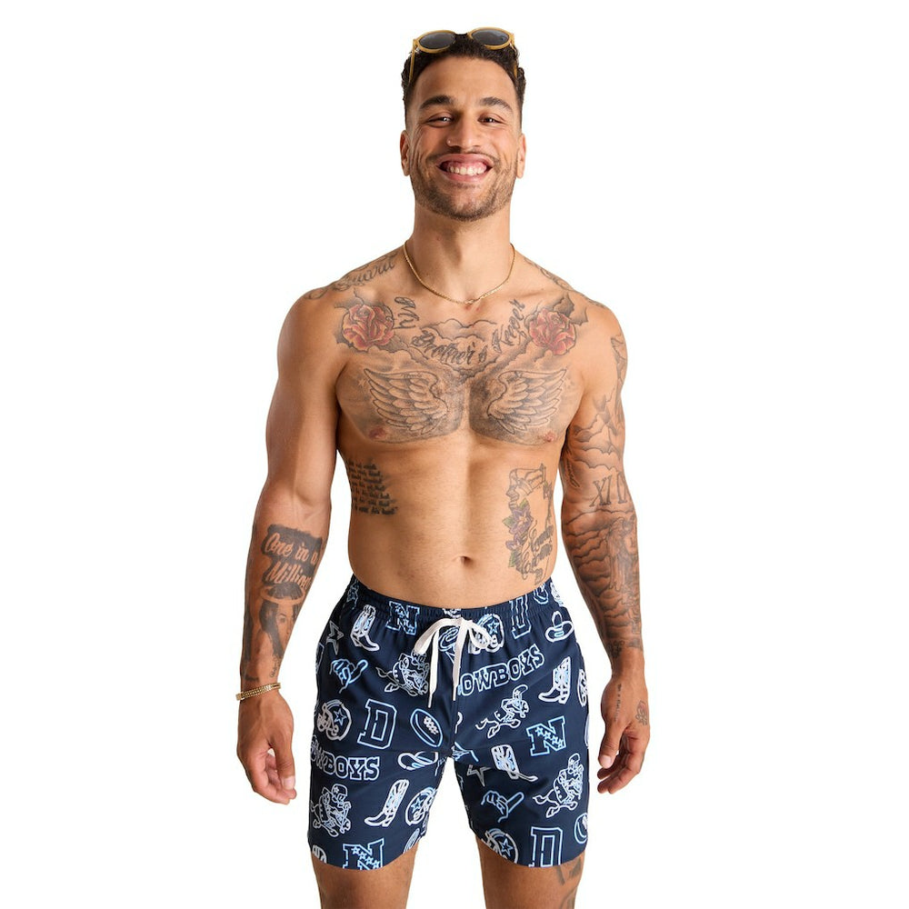 Dallas Cowboys Chubbies The Neon 5.5" Classic Lined Swim Trunks - Navy